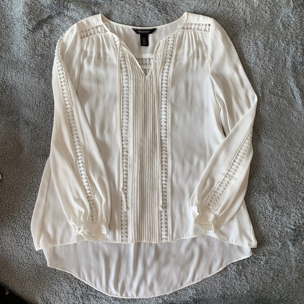 High Low White blouse with sleeve cut outs